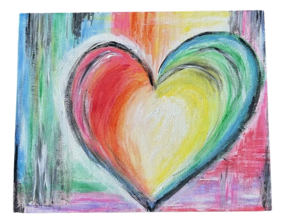 DIY Abstract Heart Painting and a Fun Paint Party